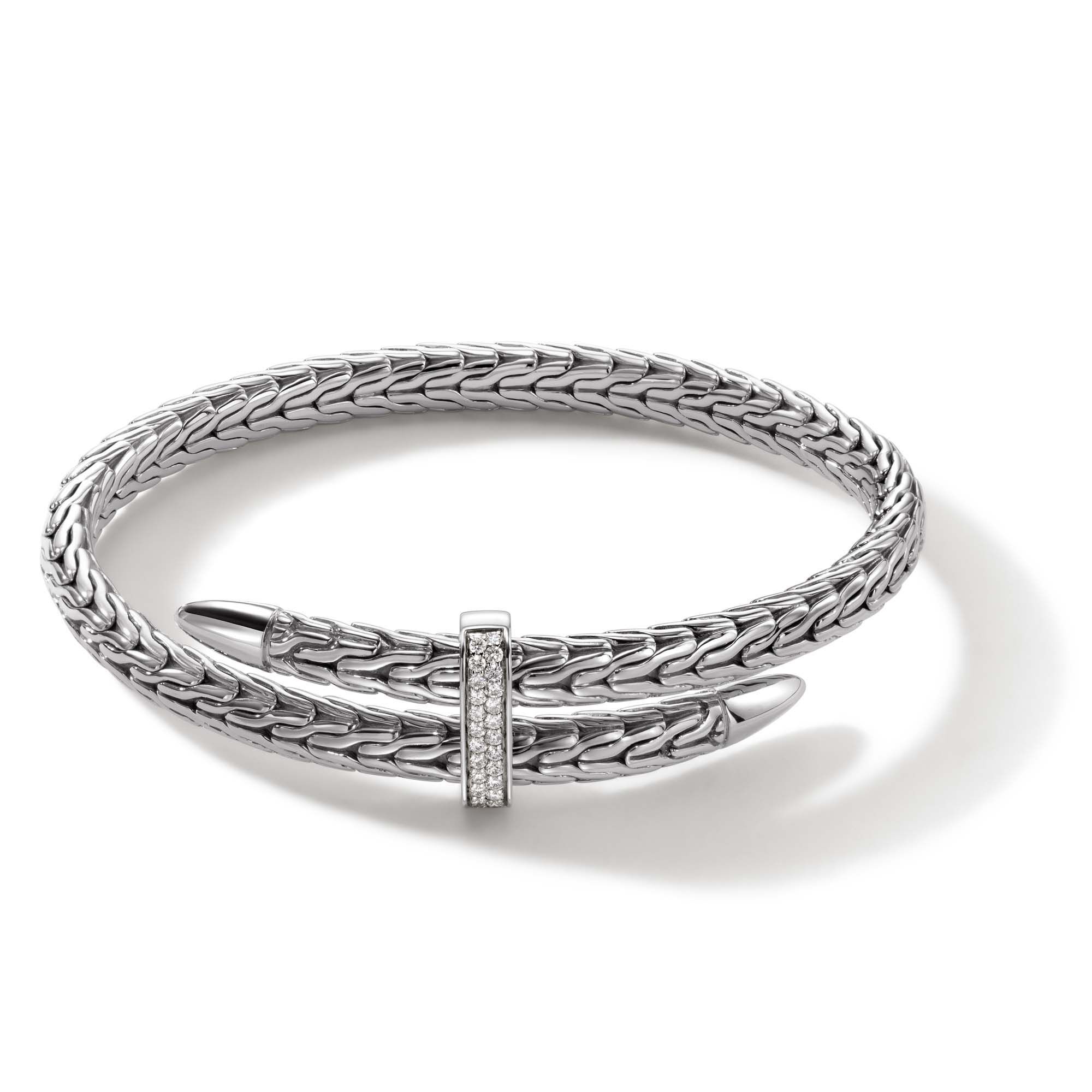 Spear Pavé Flex Cuff in Sterling Silver