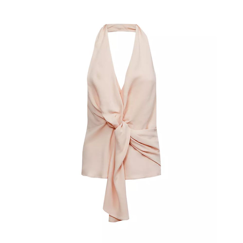 Freda Twist-Front Halter Blouse