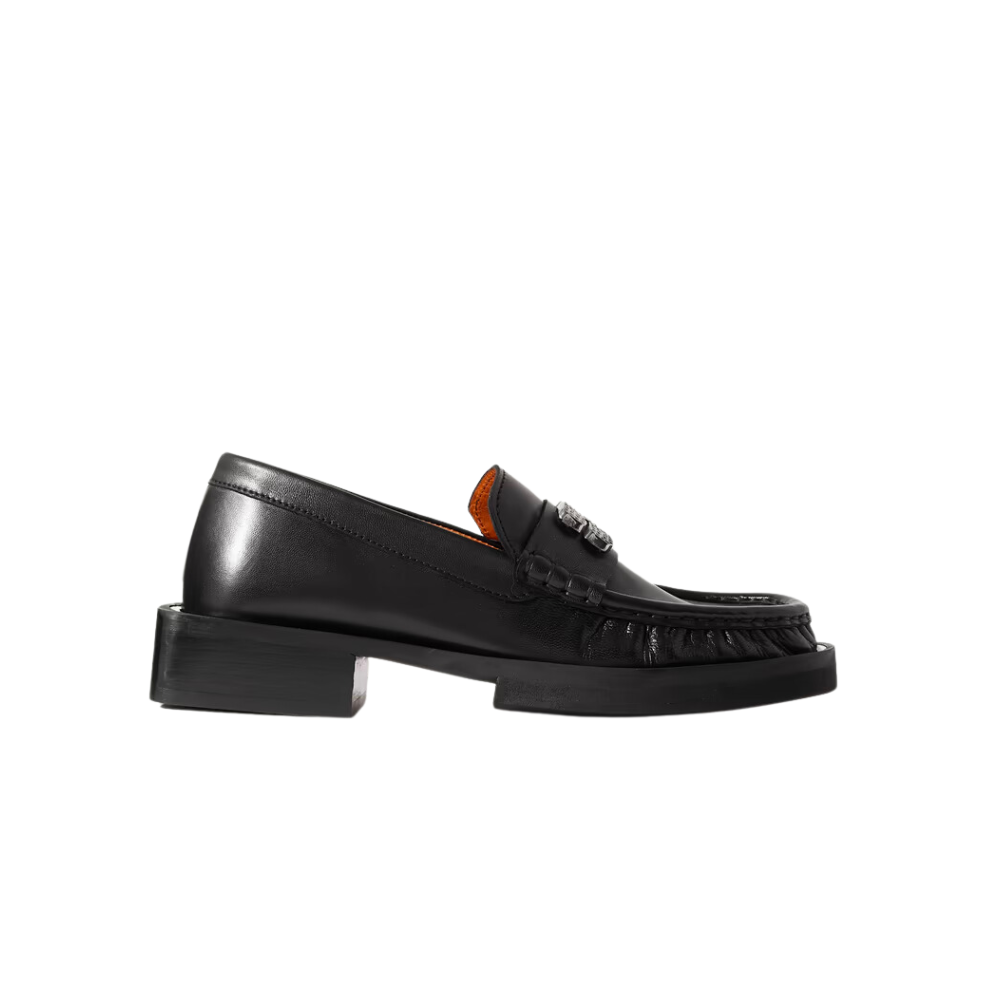 Crystal-embellished leather loafers
